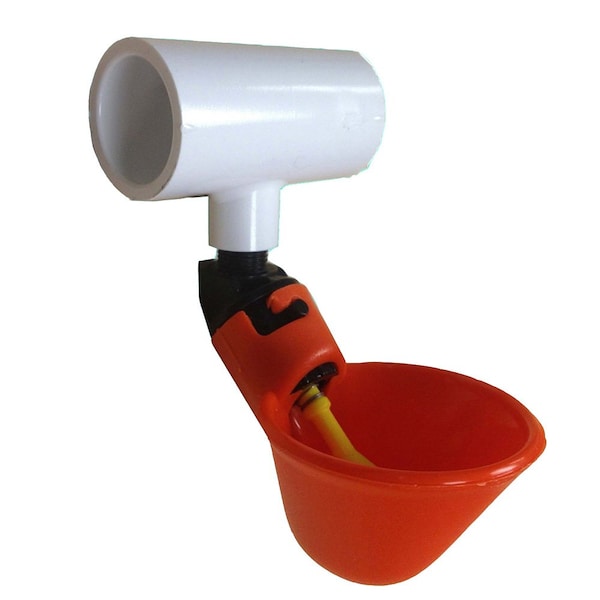 Aftermarket One (1) Automatic Waterer Drinker Cup and PVC Fitting Chicken Water Poultry Coop OTK20-0428 - main